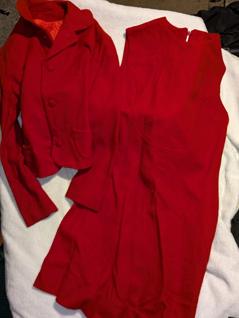 Red Sleeveless Midi Dress with Matching Red Jacket - Brand Unspecified